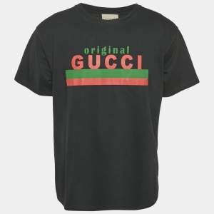 Gucci Black Original Gucci Print Jersey Oversized T-Shirt XS