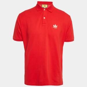 Gucci x Adidas Red Cotton Pique Polo T-Shirt L