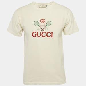 Gucci Off-White GG Tennis Embroidery Cotton Oversized T-Shirt XXS