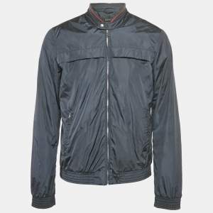 Gucci Midnight Blue Synthetiic Zip Front Bomber Jacket M