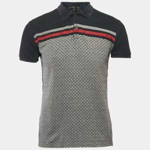 Gucci Multicolor Cotton Collar Web Trim Detail Polo Shirt M