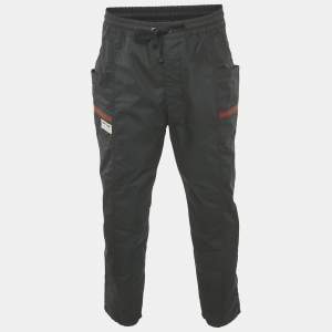 Gucci Black Web Trim Cotton Jogger Pants L