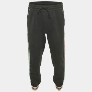 Gucci Black GG Jacquard Knit Web Trim Jogger Trousers M