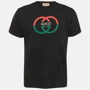 Gucci Black GG Logo Print Jersey Short Sleeve T-Shirt S