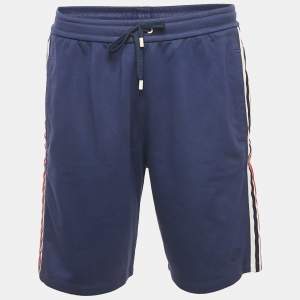 Gucci Blue Cotton Blend Knit Side Web Detail Athletic Shorts L