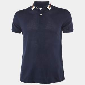 Gucci Navy Blue Cotton Pique Polo T-Shirt XS