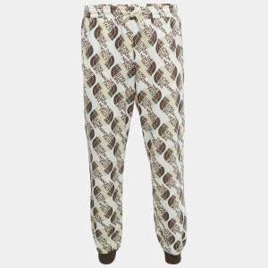 Gucci x The North Face Logo Print Cotton Blend Knit Lounge Pants L