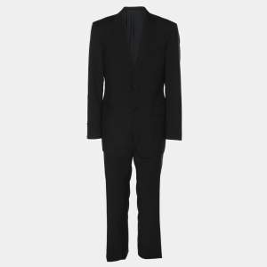Pre Owned Gucci Black Wool Suit Set L