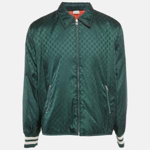 مملوكة مسبقًا Gucci Green/Orange GG Jacquard Nylon Blouson Jacket L