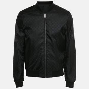 Pre Owned Gucci Black Monogram Nylon Reversible Jacket L