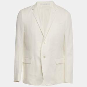 Pre Owned Gucci White Textured Cotton Regular Fit Suit XL