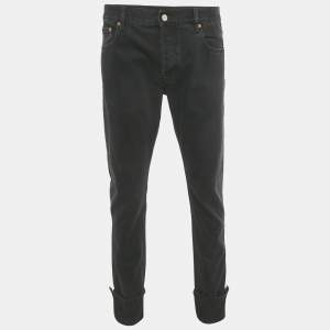 Pre Owned Gucci Black Denim Straight Leg Jeans L/Waist 35"