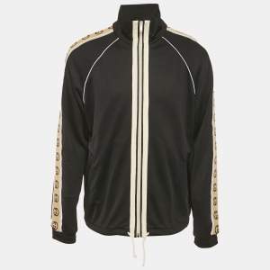 Pre Owned Gucci Black GG Side Stripe Jersey Jacket M