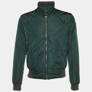 Pre Owned Gucci Green Nylon Zip Up Bomber Jacket M 