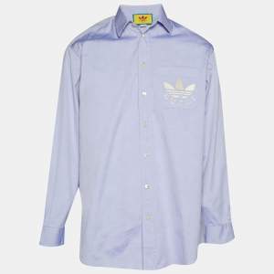 Pre Owned قميص غوتشي x أديداس قطن أزرق بأكمام طويلة مقاس صغير (سمول)