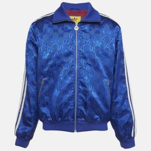 مملوكة مسبقًا Gucci x Adidas Blue Polyamide Logo Detail Track Jacket XXL