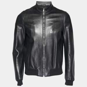 مملوكة مسبقًا Gucci Black Leather Bomber Jacket S