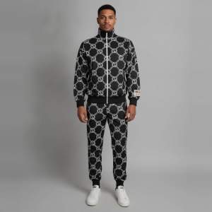 مملوكة مسبقًا Gucci Black Interlocking G Cotton Blend Zip Up Jacket and Joggers Set S