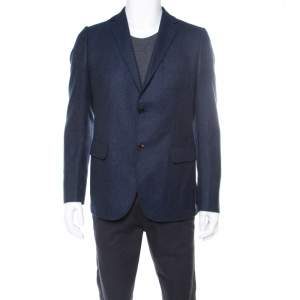 Gucci Nautical Blue Cashmere Patch Pocket Detail Tailored Blazer L