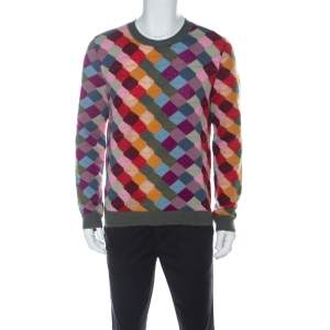 Gucci Multicolor Wool Argyle Knit Sweater XL 