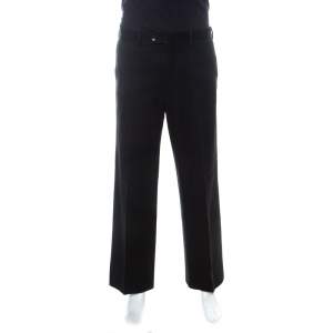 Gucci Black Cotton Straight Fit Trousers M