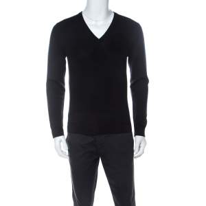 Gucci Black Wool V-Neck Hysteria Crest Sweater S