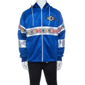 Gucci Blue Perforated Net Magnetismo Jacket S