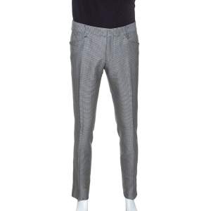 Gucci Black and White Houndstooth Pattern Wool Blend Trousers M