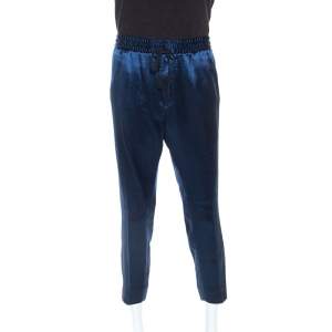 Gucci Blue Satin Striped Detail Jogging Pants XXL
