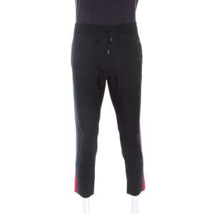 Gucci Black Striped Detail Wool and Mohair Track Pants XXL