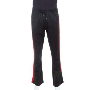 Gucci Black Cotton Jersey Web Striped Track Pants M