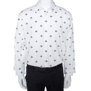 Gucci White Bee & Star Print Cotton Long Sleeve Duke Shirt 4XL