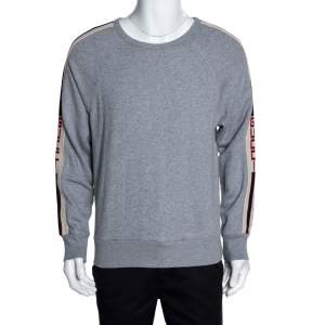 Gucci Grey Cotton Logo Tape Detail Sweatshirt S