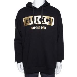 Gucci Black Dapper Dan Print Cotton Hooded Sweatshirt M