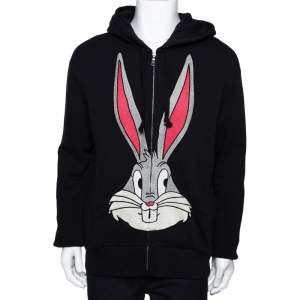 Gucci Black Bugs Bunny Embroidered Cotton Zip Up Sweatshirt M