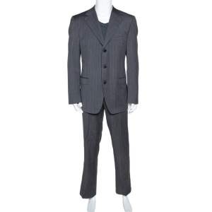Gucci Grey Pin Striped Wool Tailored Suit XXL