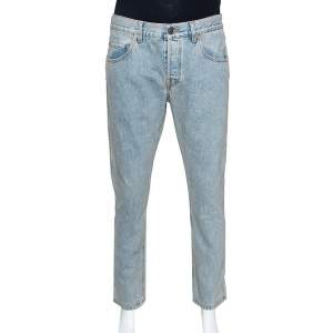 Gucci Pale Blue Heavy Washed Denim Slim Fit Jeans XL