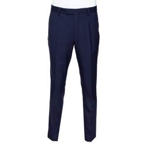 Gucci Navy Blue Wool Blend 70s Tailored Trousers L