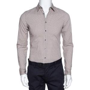 Gucci Cream Printed Cotton Long Sleeve Slim Fit Shirt S