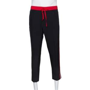 Gucci Black Synthetic Side Logo Trim Jogger Pants L