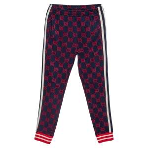 Gucci Navy Blue Knit GG Jacquard Fitted Joggers XS