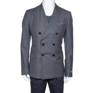 Gucci Grey Wool Stitch Detail New Signoria Jacket XXL