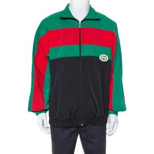 Gucci Black Striped Nylon Oversized Jacket L