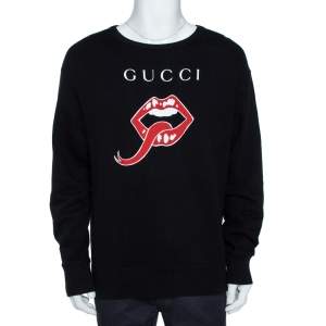 Gucci Black Mouth Print Jersey Sweatshirt S