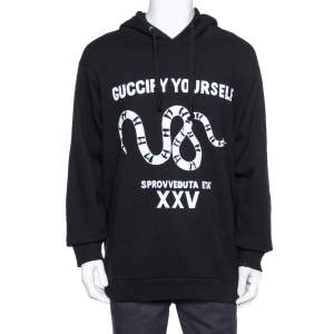 Gucci Black Cotton Guccify Yourself Printed Hoodie L