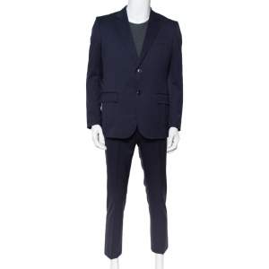 Gucci Navy Blue Wool Regular Fit Suit L