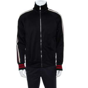 Gucci Black Jersey Side Strip Detail Zipper Front Technical Track Jacket S