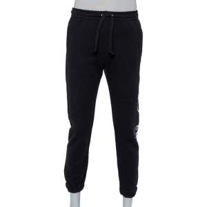 Gucci Black Cotton Logo Printed Joggers XS