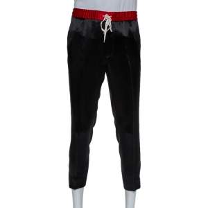 Gucci Black Sateen Side Strip Detail Track Pants M 