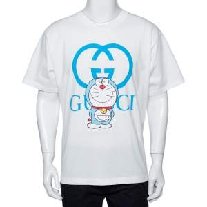 Gucci  X Doraemon White Printed Cotton Crewneck Oversized T-shirt M